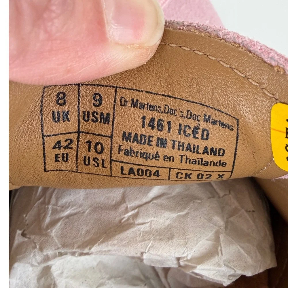 Dr Martens 1461 Iced Chalk Pink Suede Oxford Shoes W10 M9 27558279 Box